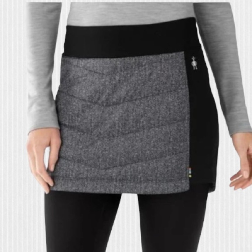 Smartwool Propulsion 60 Black & Grey Quilted Merino Wool Skirt Size Medium